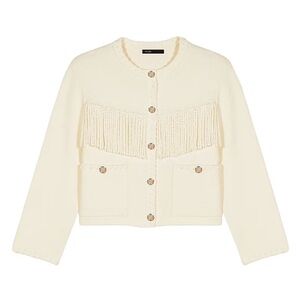 Maje Cream Fringe Jacket